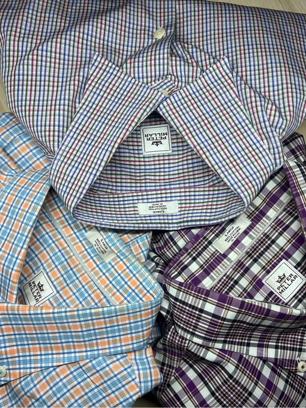 Lot of 3 Peter Millar Men's Large plaid check Sport Shirts
